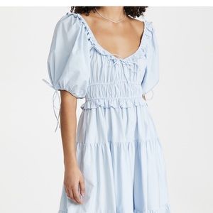 En Saison Poplin Tiered MIDI Dress blue